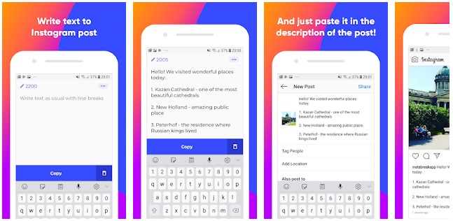 Postme ti aiuta a creare gli spazi nelle descrizioni dei post di Instagram