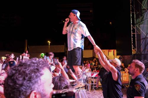 Clemente Maccaro, aka Clementino, performs live during his tour at the Arena del Mare 42°15° in Termoli, Italy